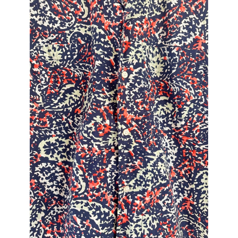 J.Crew Men's Short-Sleeve Paisley Slub Cotton Camp Collar Shirt - Picture 2 of 4